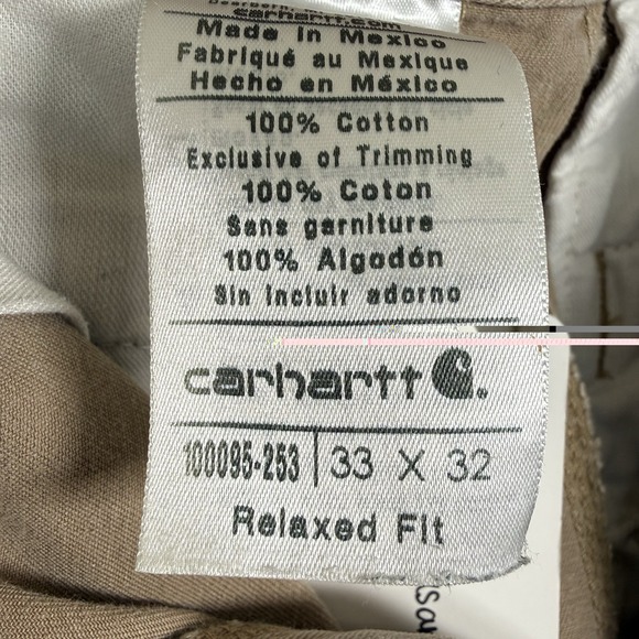 Carhartt Relaxed Fit Pants Men's 33/31 Khaki Carpenter Distressed 100095-253 - Picture 9 of 9